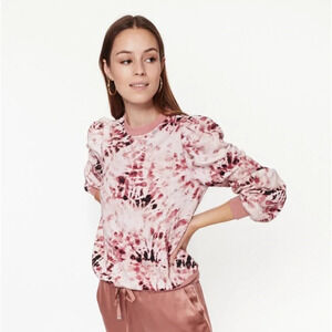 Cami NYC Puff Sleeve Tie  Dye Sweatshirt in Pink NWT